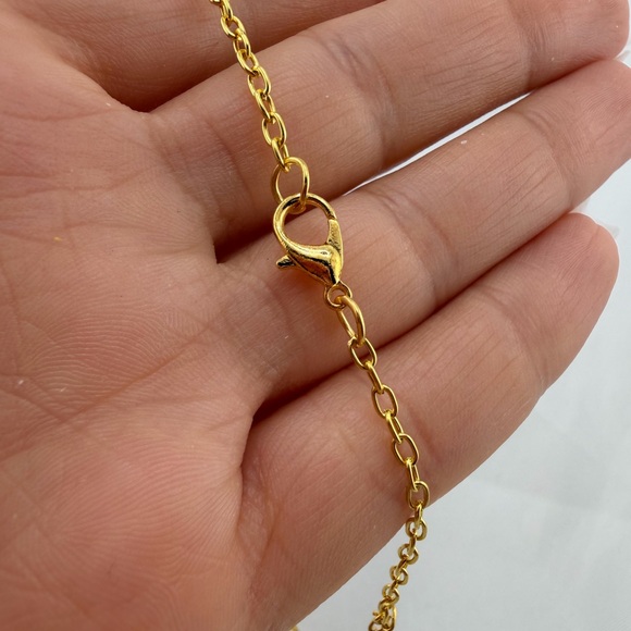 Gold Hands Holding Red Heart Necklace Romantic - Picture 7 of 11